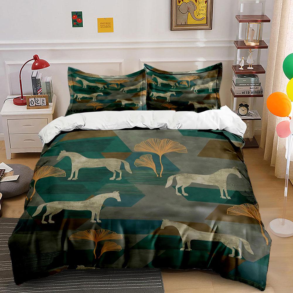 

Horses and ginkgo leaves. Bedding sets Duvet cover sets Duvet covers Pillowcases(1 * Duvet Cover 2 * Pillowcases without duvet insert) 135x200cm