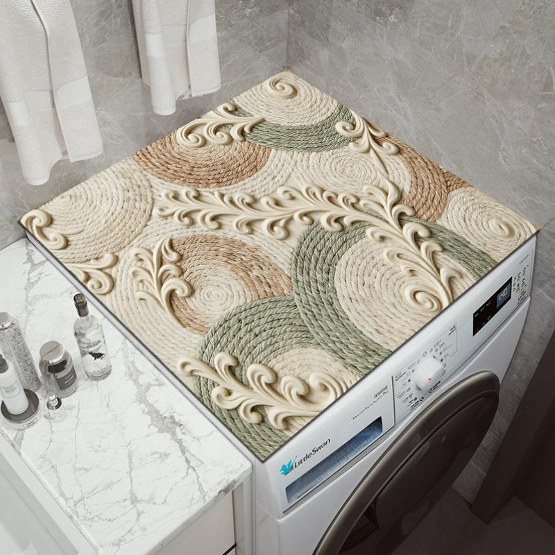 Various Sizes Vintage Checkered Printed Washing Machine Dust Cover Pad, Quick-Dry Absorbent Protective Top Mat for Washer and Dryer