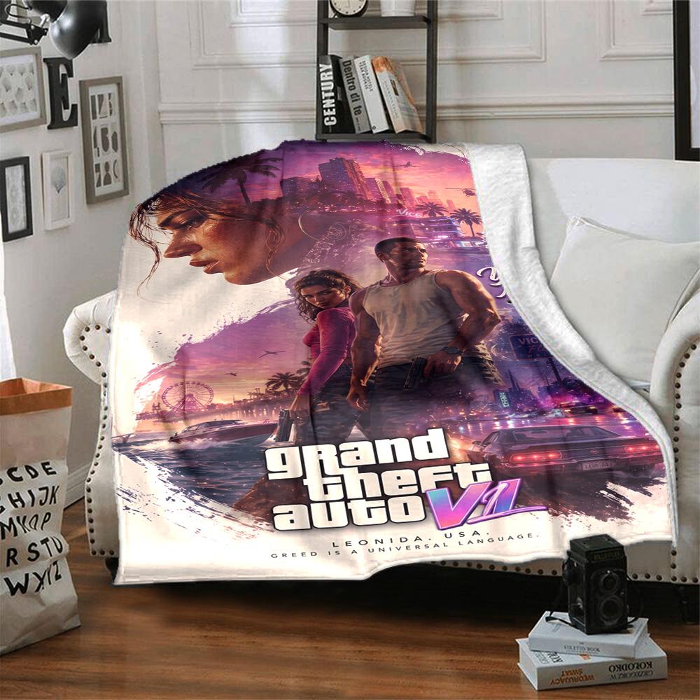 Grand Theft Auto Customize Text Blanket Lightweight Personalized Blanket Comfortable Suitable for Office Livingroom Nap Sofa Four Seasons Universal