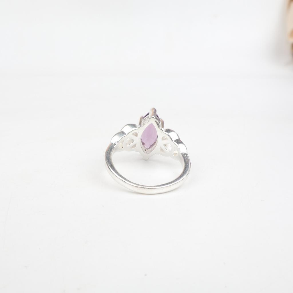 Seltener Amethyst Edelstein 925 Sterlingsilber Schmuck Böhmischer Ring Geschenk für Ehefrau CZR-5-7
