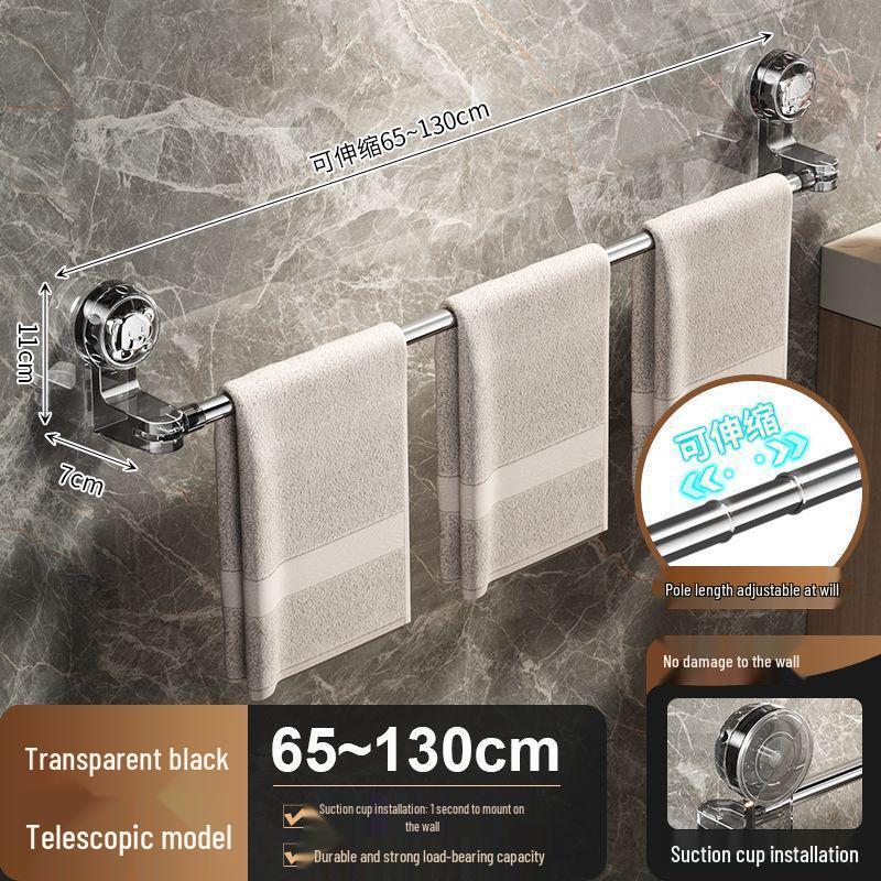 Retractable No-Drill Suction Cup Towel Rack - Strong Stainless Steel Hanger for Bathroom Storage