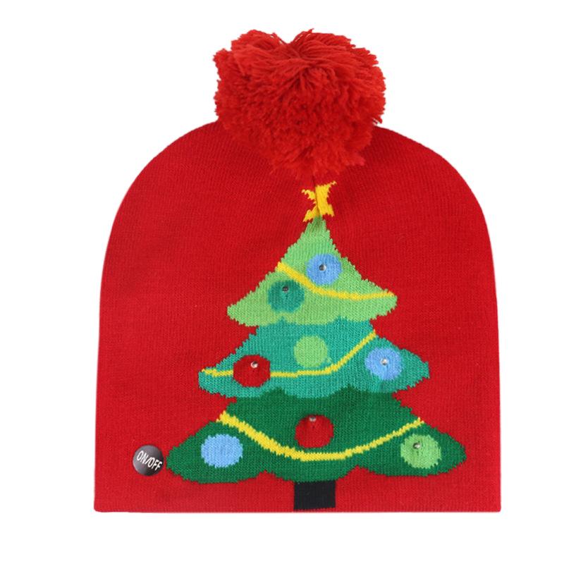 2025 autumn and winter new knitted hat Christmas holiday party LED light Christmas hat