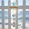 Sea Glass Wooden Nautical Wall Decor Handcrafted Starfish Shells Bathroom Hanging Decoration Beach Coastal Wall Art for Living Room Dining Room