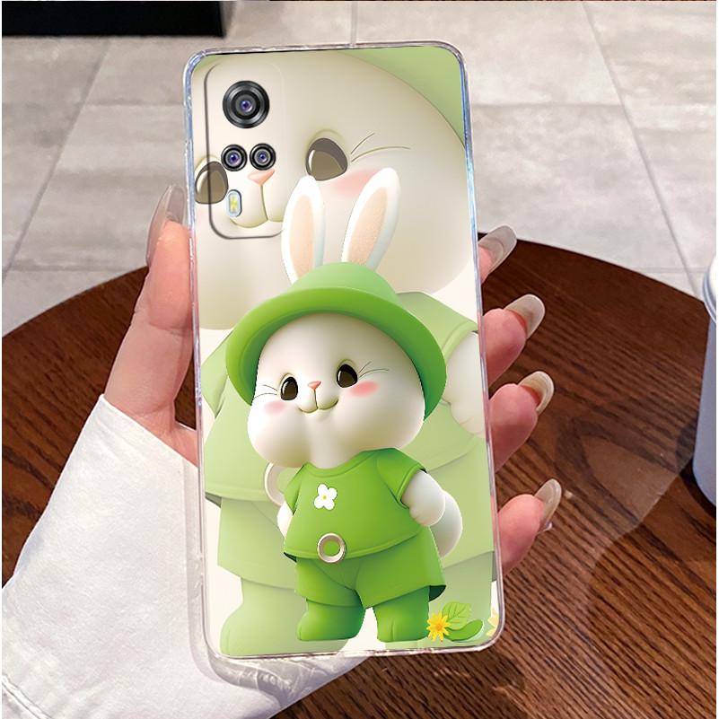 For Vivo Y31 2021 Y51 2020 Y53S Case V2036 V2030 Love Heart Rabbit Slim Clear Soft Silicone Back Cover For Vivo Y 31 Y 51 Casing