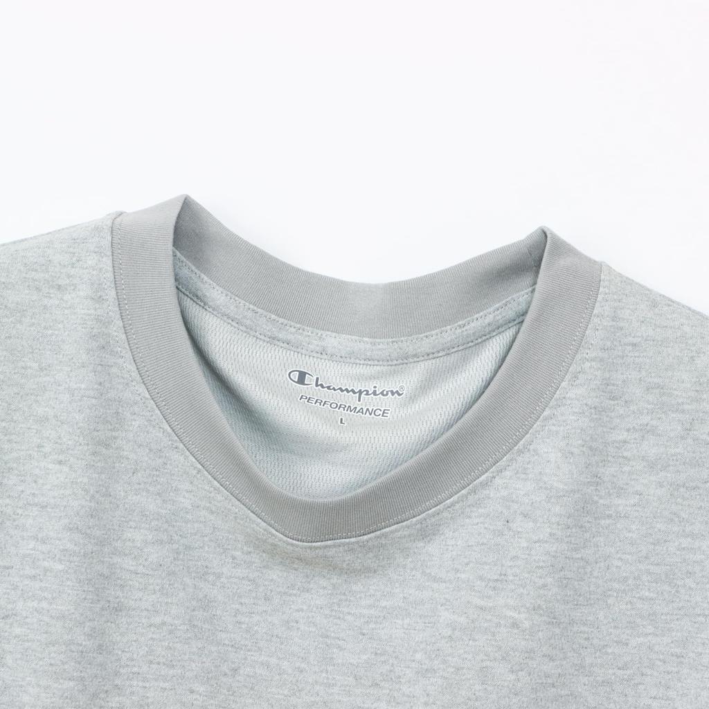 Champion Short Sleeve Crew Quick UV Water Script Logo SHORT SLEEVE Oxford Gray T-Shirt, Neck, Drying, Protection, Repellent, Print, T-SHIRT C3-BS320,