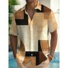 Camicia da uomo con fantasia geometrica Stampa 3D Camicia con bottoni Camicia casual Camicia estiva Manica corta Abbigliamento quotidiano per le vacanze