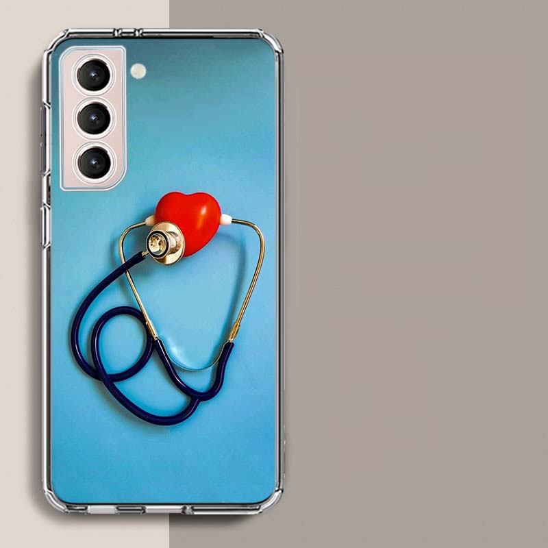 Nurse Medical Stethoscope Phone Case For Samsung S25+ Edge Galaxy S24 FE S23 Ultra Capa Shell S22+ S21 Plus S20 FE Cover Silicon