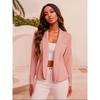 Solid Color Cropped Blazer for Women, European & American Style Casual Professional Office Lady Outerwear, Fashion Elegant Work Blazer