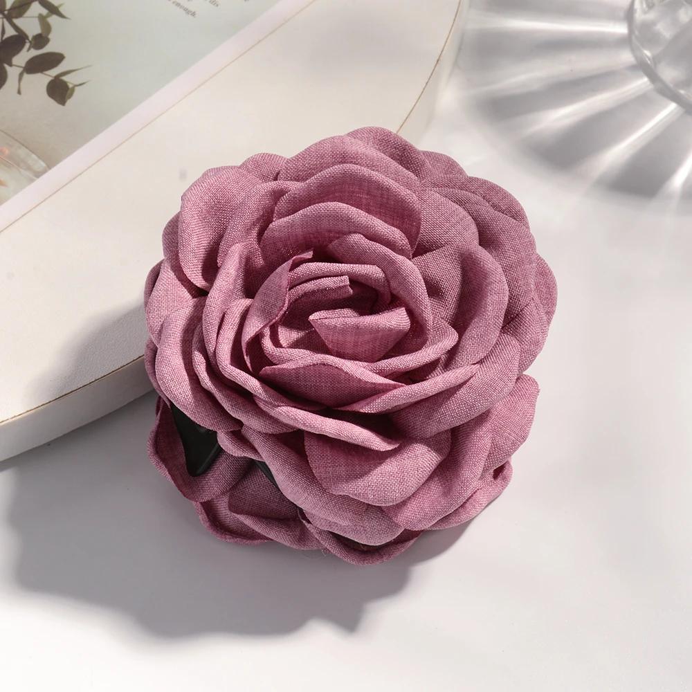 Pinces à cheveux en tissu de coton de taille moyenne, 16 couleurs, en forme de fleur de rose, pour femmes, pinces coréennes en forme de requin, accessoires pour cheveux