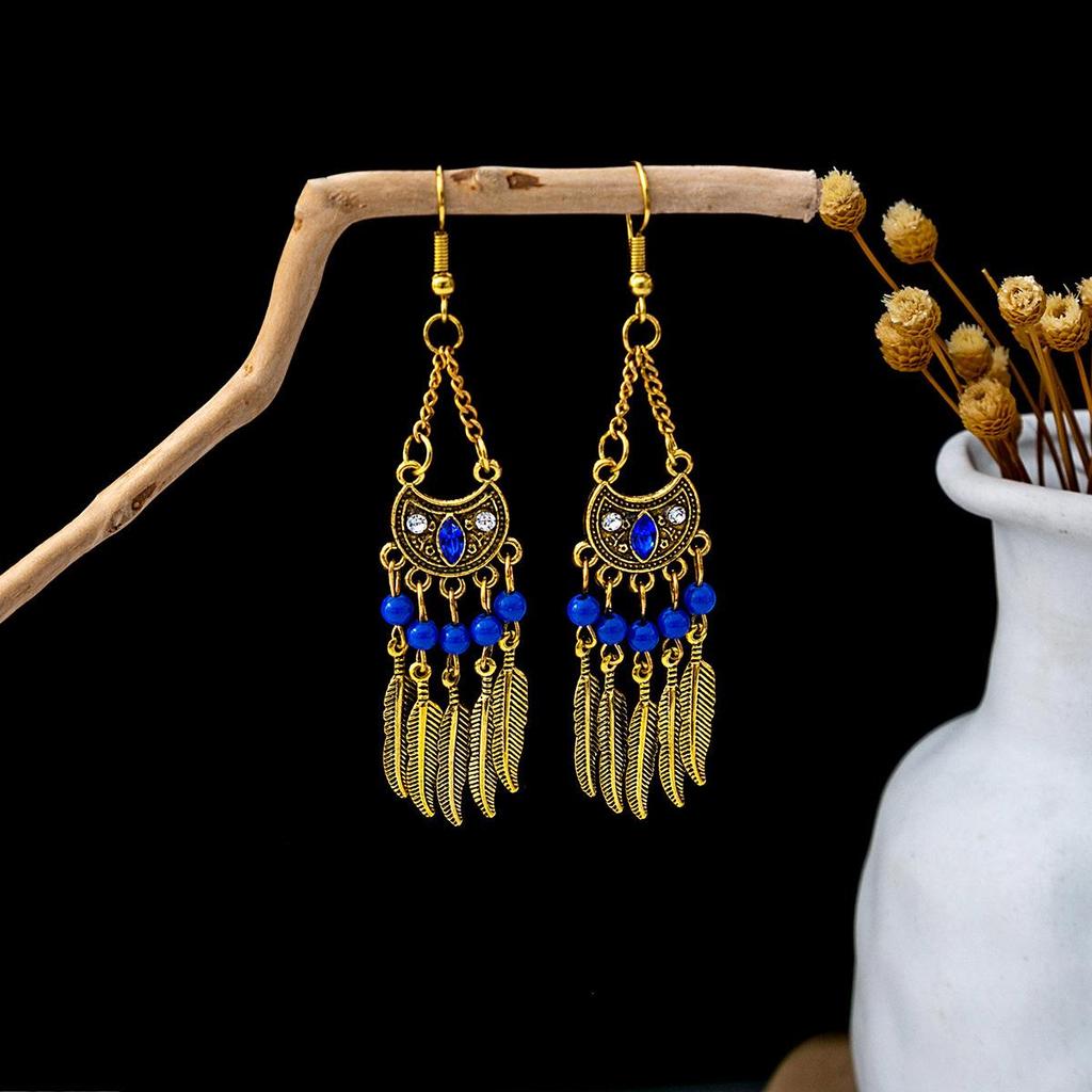 Vintage Ethnic Miao Silver Teardrop Tassel Earrings