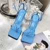 Nuove Sandali da Donna alla Moda con Fascetta Stretta e Pinza 2026 Estate Punta Quadrata Aperta Cinturino con Fibbia alla Caviglia Tacco Alto Scarpe da Donna