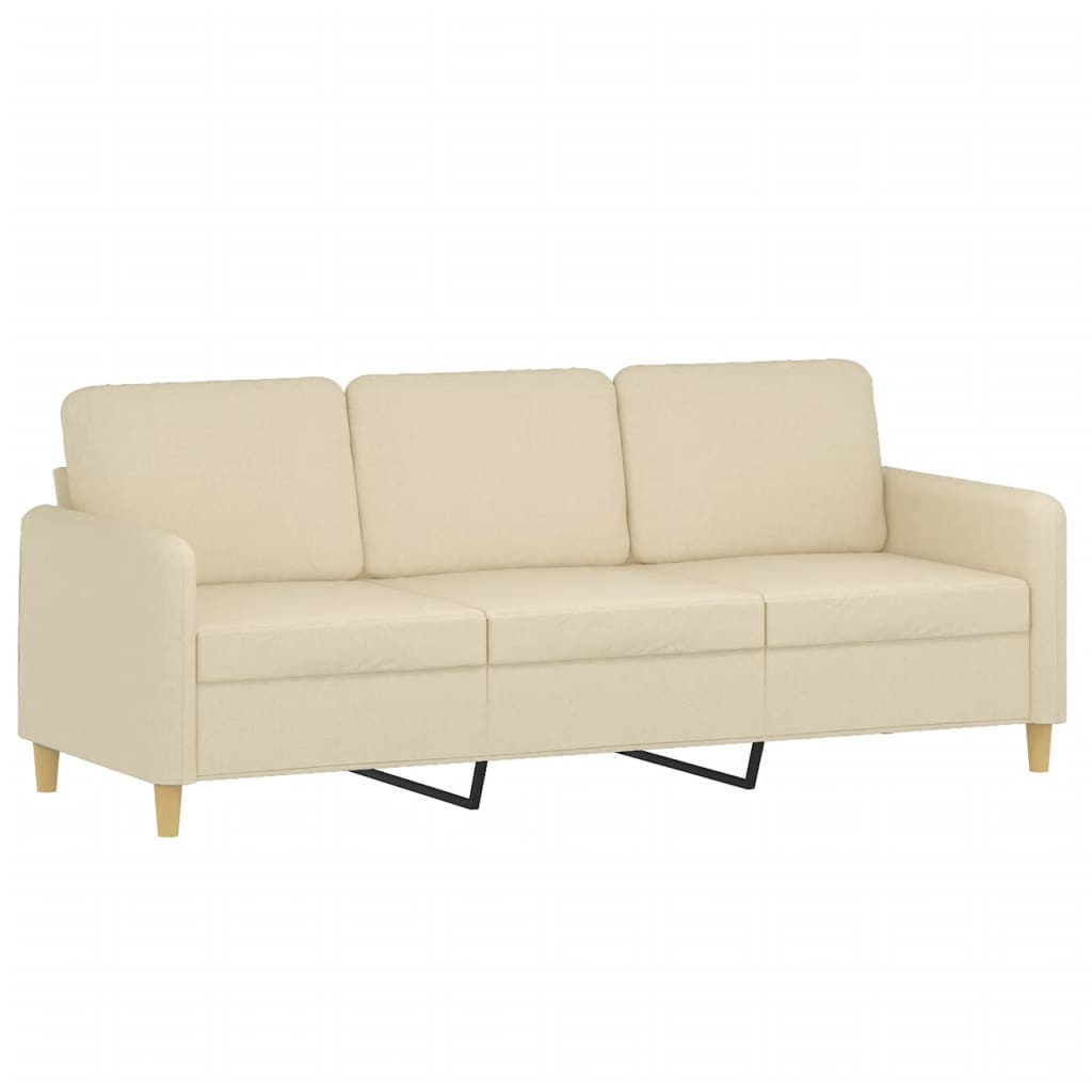 Vidaxl 3-Seater Sofa, Cream, 180 Cm, Upholstered In Fabric