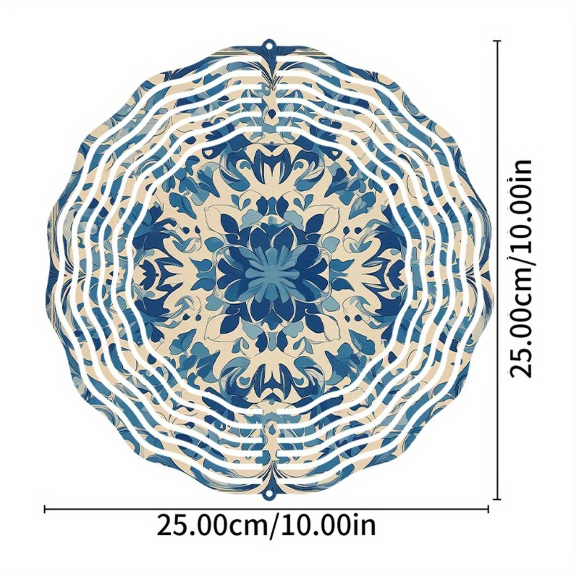 

10-дюймовый сине-белый металлический ветряк с цветочным узором и крючком с поворотом на 360 градусов для декора сада, балкона, патио, улицы, весна-лето 01A