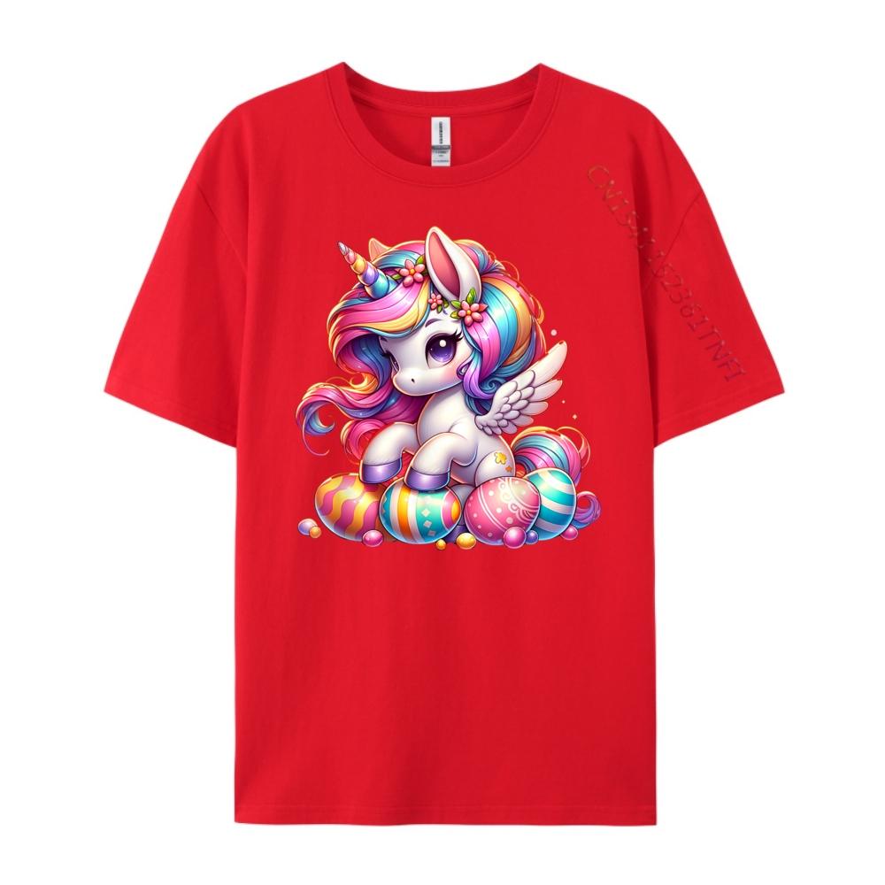 Милый Радужный Единорог Счастливой Пасхи Девочка Счастливого Пасхального Дня Забавные Футболки Дизайнерская Одежда Мужская Футболка Игра S