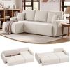 Sleeper Sofa with Reversible Chaise Longue, L-Shaped 3-Seater Sofa with Velour Cover, Cream White