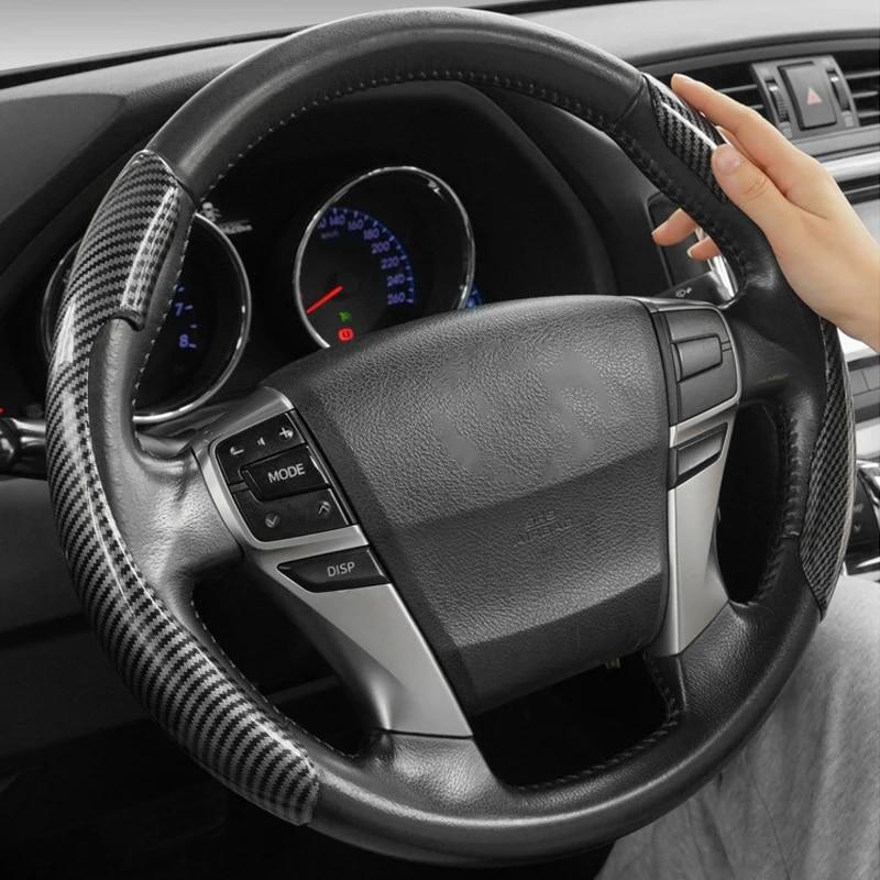 

Универсальный автомобильный чехол на руль 38 см 15 дюймов из углеродного волокна, чехол-усилитель колеса, противоскользящие аксессуары для салона автомобиля