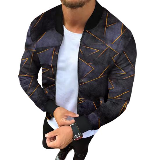 

Модная мужская модная куртка с длинными рукавами и непринужденным принтом для уличного мужского пальто M серый