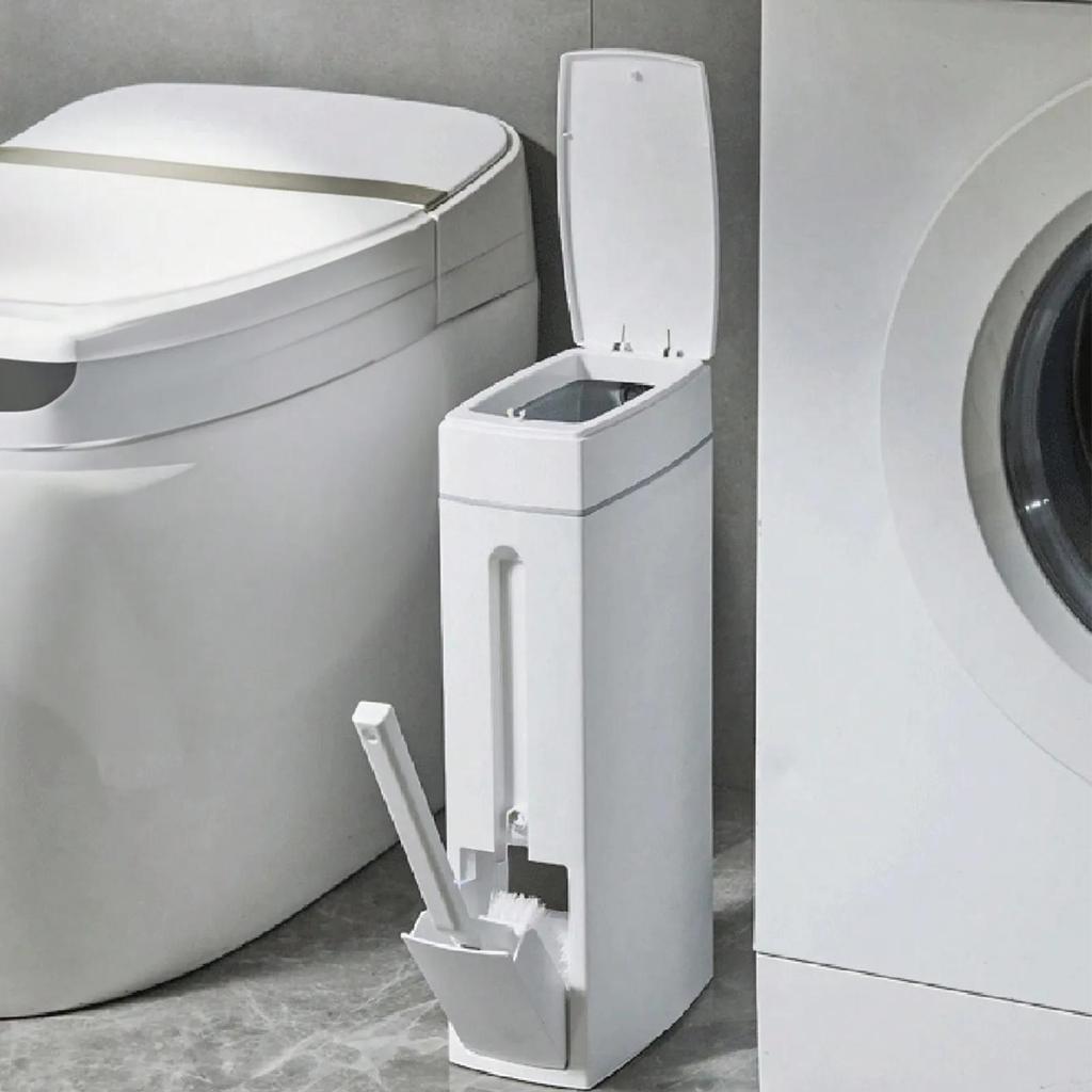 Bathroom Trash Can Bathroom Trash Can Toilet Brush Combo Save Space Small Trash Can Lid Bathroom Accessories Narrow Garbage Can