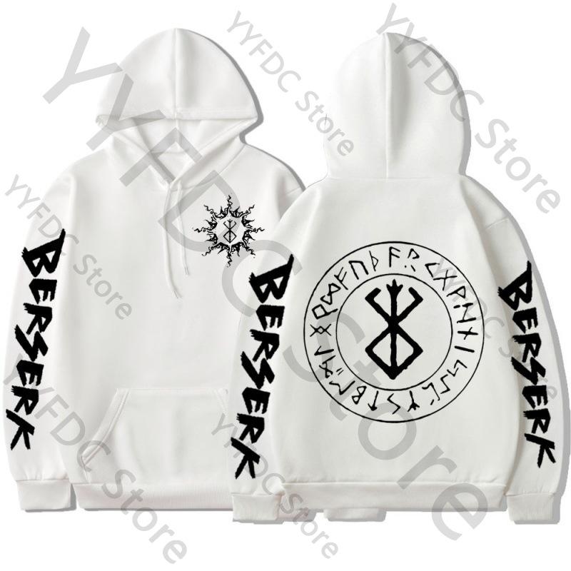 Berserk Hoodie – Unisex Black Double Sided Fleece Sweatshirt, Brand of Sacrifice Rune Circle & Sleeve Print, Dark Streetwear
