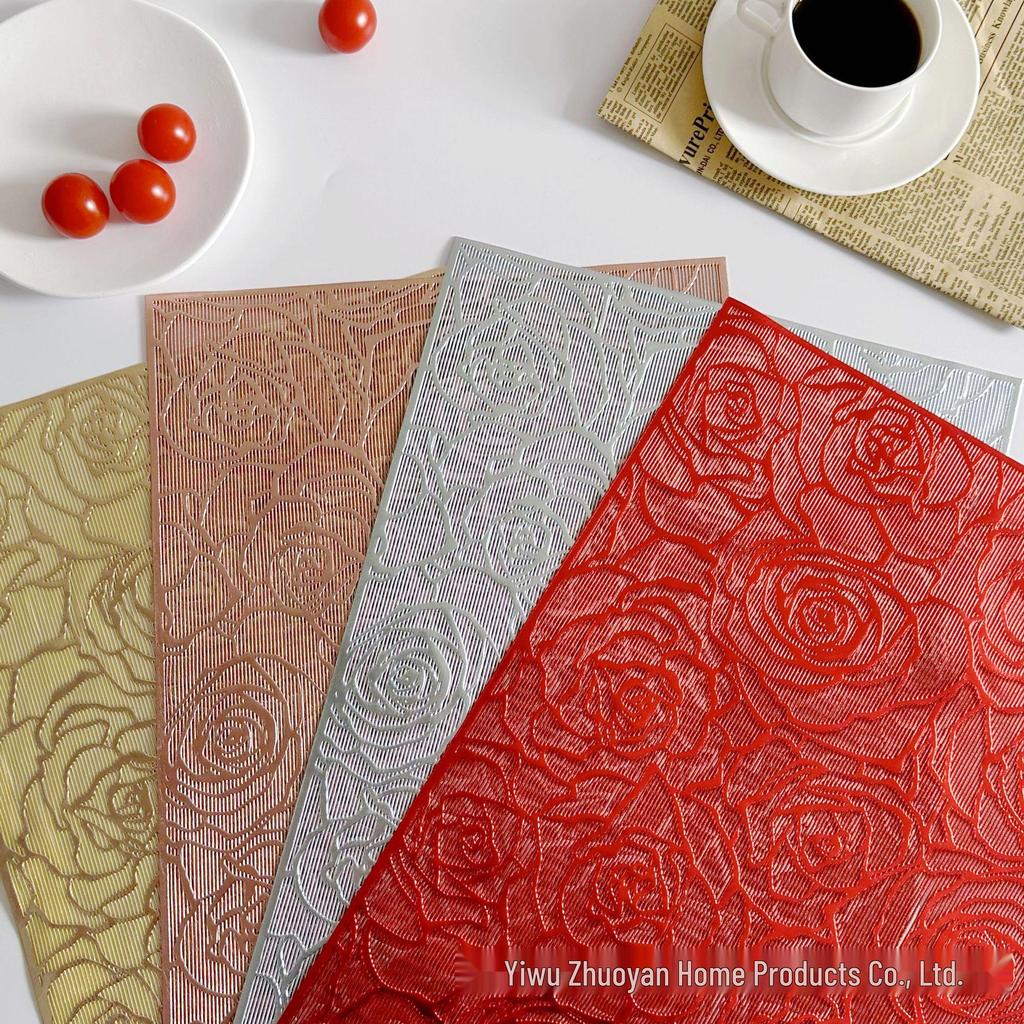 Hot Stamping Hollow-Out Rose Flower Dining Table Bowl Mat