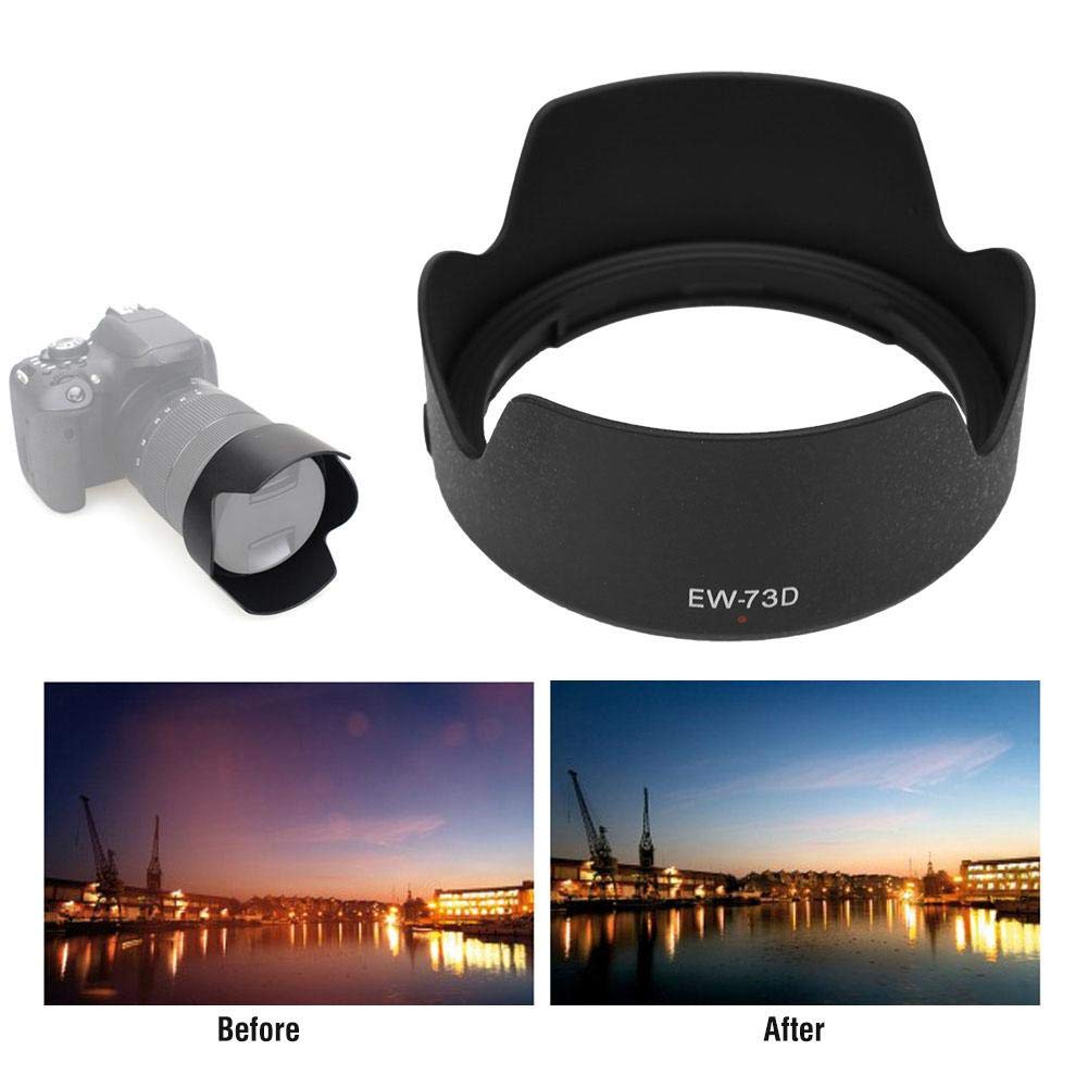 Plastic Camera Lens Hood Shade for Canon IS USM for Night Photography and Illumination EW-73D EF-S 18-135mm F/3.5-5.6 Lens,