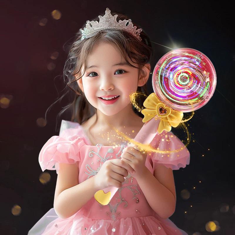 Magic Lollipop Wand Girl Princess Flash Wand Glowing Sound Effect Fantasy Fairy Stick Cartoon Flash Wand Children'S Toys Gift