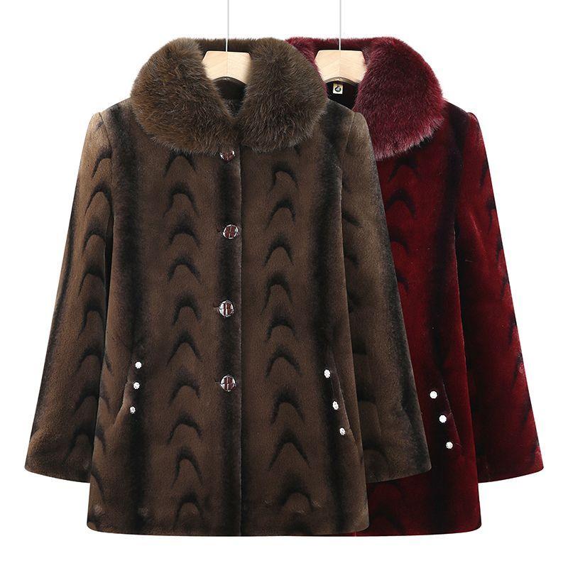 Winter Women's Mink Fleece Fur Coat Mid-Length Plus Size Faux Fur Coat Soft Warm Fleece Fluffy Coat