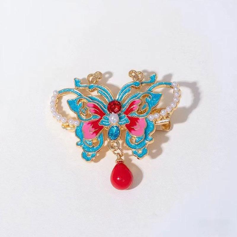 Style Ancien Bleu Brûlé Nuage Auspicieux Perle Frange Épingle à Cheveux Pince de Bordure Clip Haut de Gamme Accessoires pour Cheveux Épingle à Cheveux Headgear