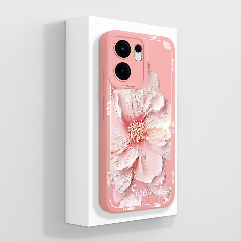 Case For Oppo Reno 13F 4G 5G Luxury Floral Print Soft Liquid Silicone High Quality Phone Shell For Reno13F Full Coverage Bumper