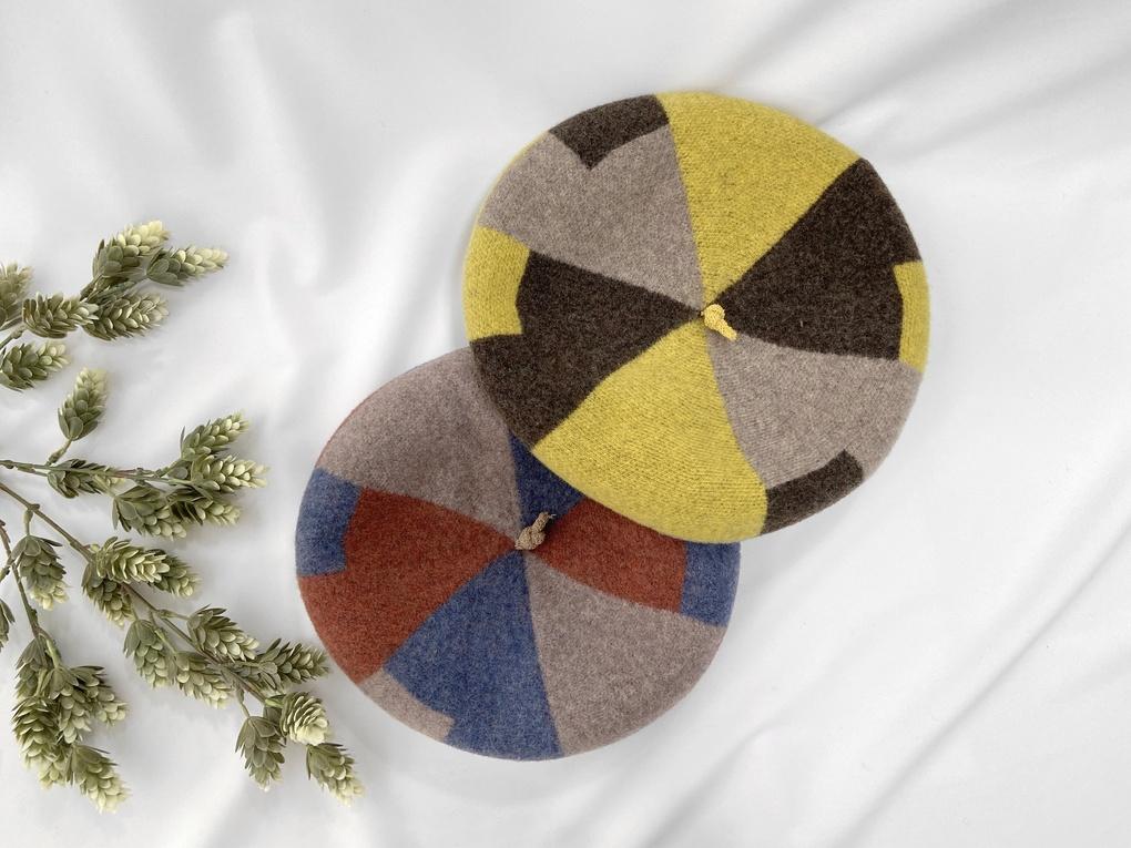 Damen Woll-Jacquard Baskenmütze Einfacher Hut Basic