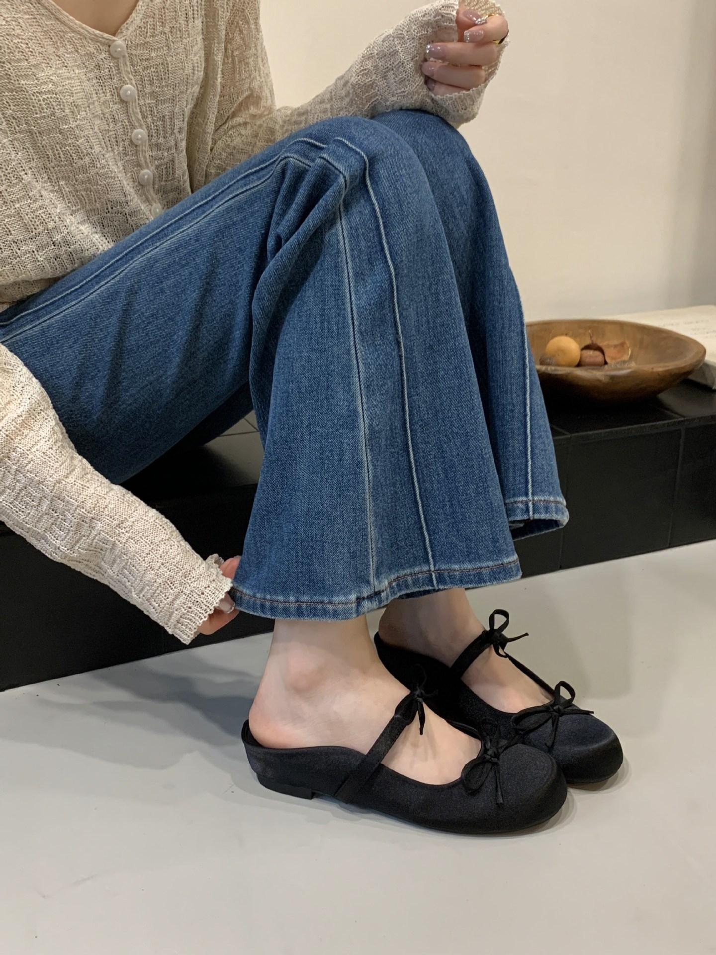 

2025 autumn new shallow bow elastic band women s shoes inner height increase women s shoes single shoes 39 фиолетовый