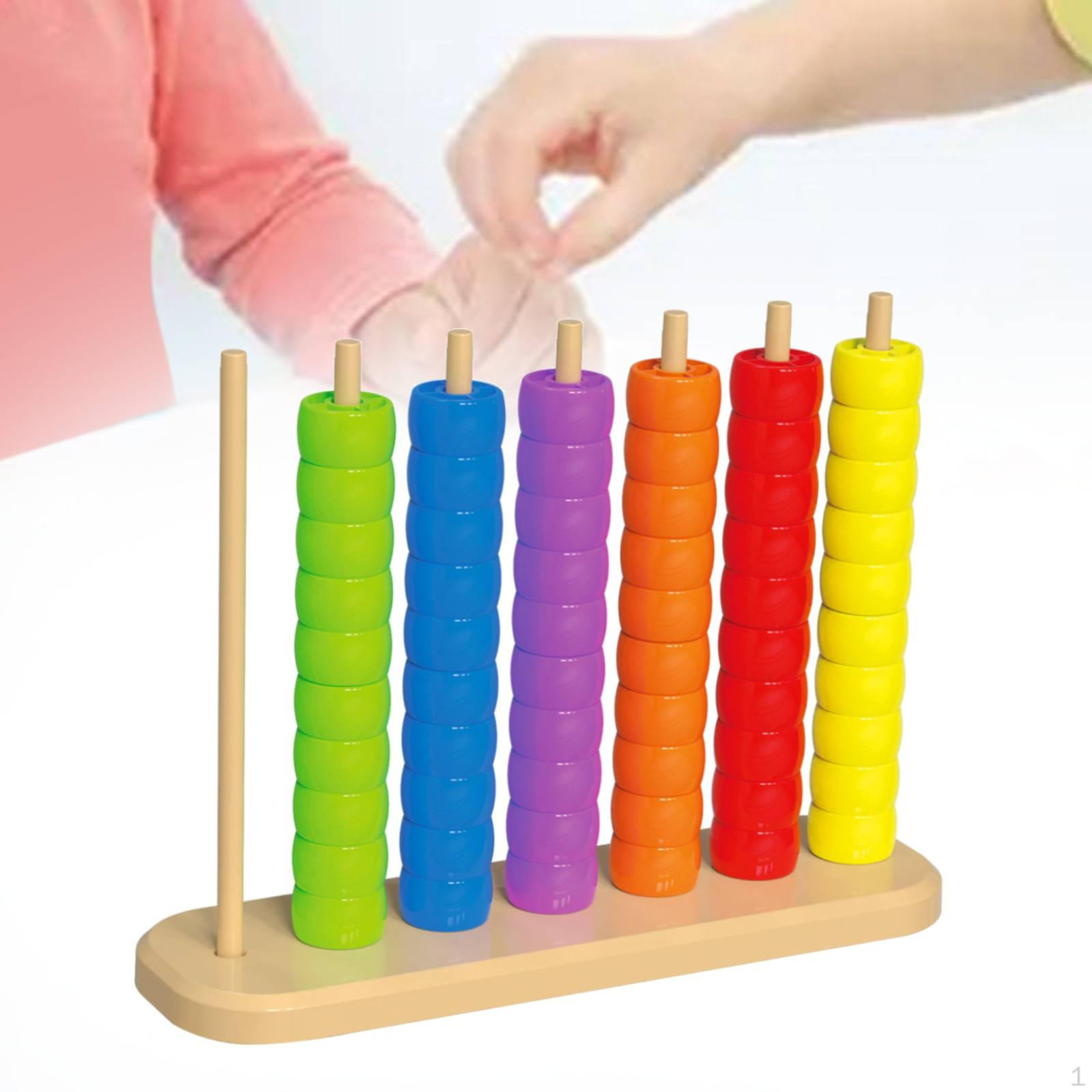 Color Sorting Stacking Toys Early Education Development Sensory Toy Rainbow Rings Game for 1-3