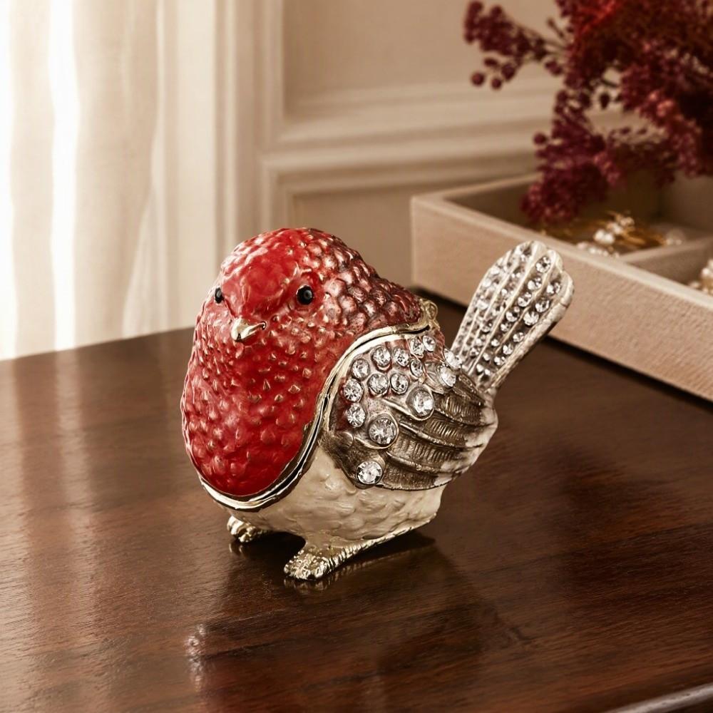 Hinged Lid Bird Figurine Jewelry Box Mini Size Animal Statue Jewelry Holder Vanity Display