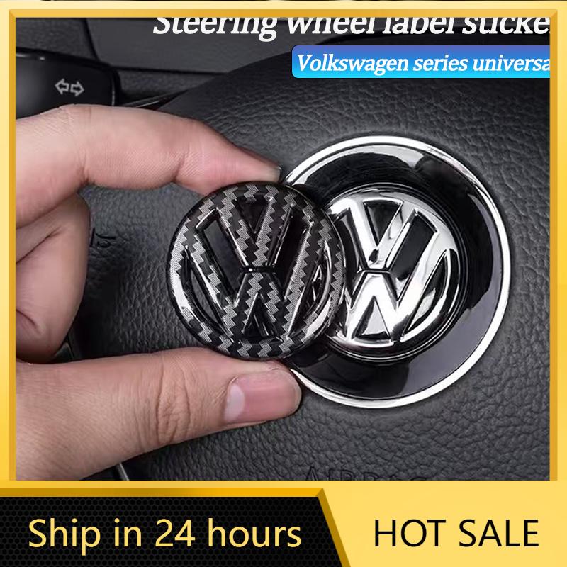 FD06-Valve Stems Caps ABS Carbon Fiber Pattern Volkswagen Steering Wheel Label Sticker Badge For Volkswagen VW RLine Golf Amarok T5 T