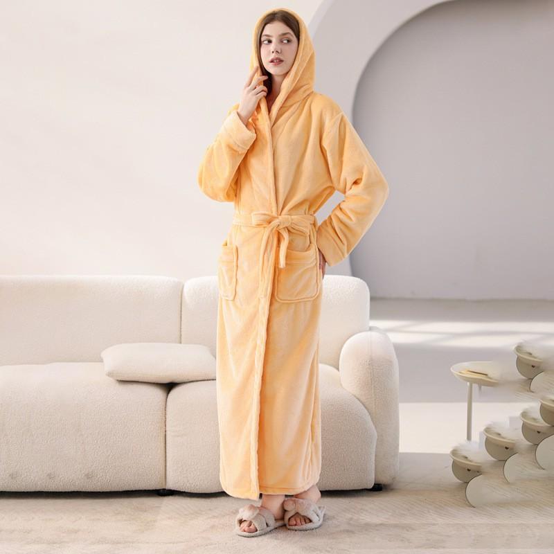 Bata de Franela con Capucha Oversize para Hombre y Mujer de Longitud Larga hasta el Tobillo Ropa de Dormir Acogedora de Invierno Ropa para el Hogar
