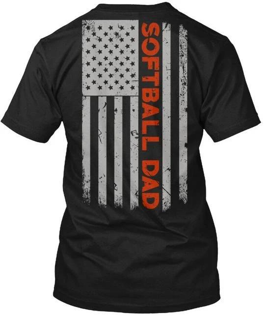 Softball Dad Us Flag Pride - Tee T-Shirt Made in the USA Size S to 5XL 2XL