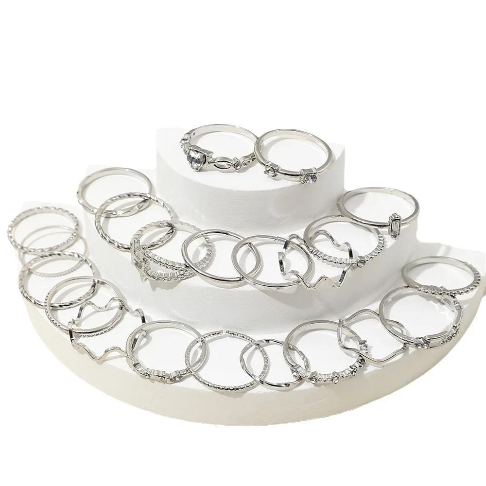 22Pcs Bohemian Geometric Knuckle Rings Set For Women Gold Silver Color Star Heart Crystal Finger Ring Girl Fashion Party Jewelry