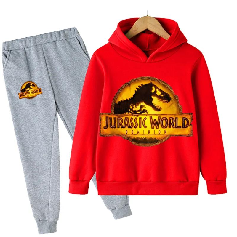 Jurassic World  Fashion Pullovers Clothes Children Dinosaur Hoodies Pants Set Boys Girls Dominion Sweatshirts Hooded Suit