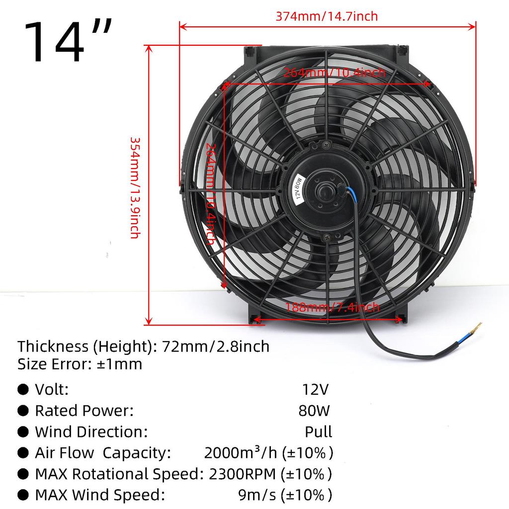 12V Universal Radiator Fan Kit: 80W/120W Electric Push-Pull Cooling System for Car, Oil Cooler, Intercooler