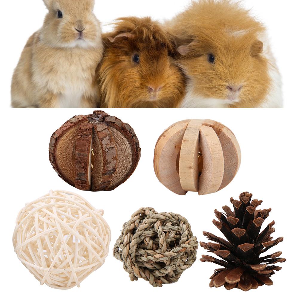 Small Pet Natural Wooden Handmade Ball Set Hamster Rat Mice Toy Accessories
