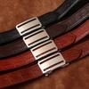 High-End Crocodile Pattern Stainless Steel Automatic Buckle Belt Men'S Genuine Leather First Layer Cowhide Simple Casual Pants Belt Men'S