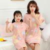 Dívčí letní kreslené pyžamo s krátkým rukávem - Roztomilá bavlněná noční košile pro rodiče a děti