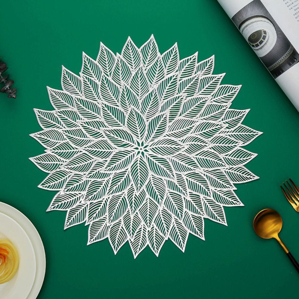 

Anti-stain Hollow Placemat Anti Slip Tableware Pad Coaster Table Mat Household срібний