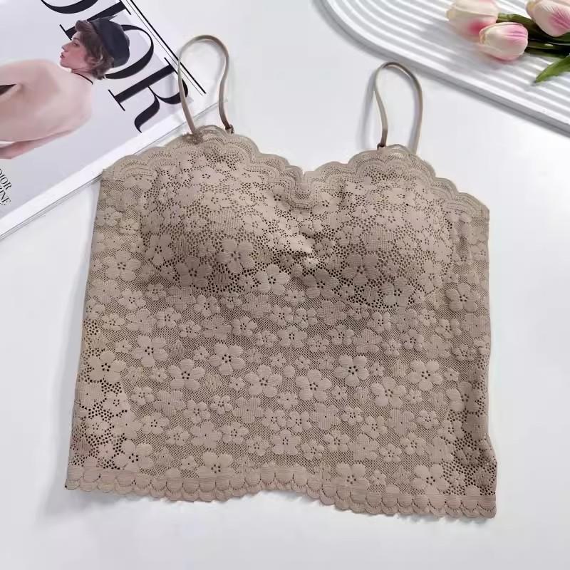 Women's Lace Camisole with Chest Pads and Elegant Back Design