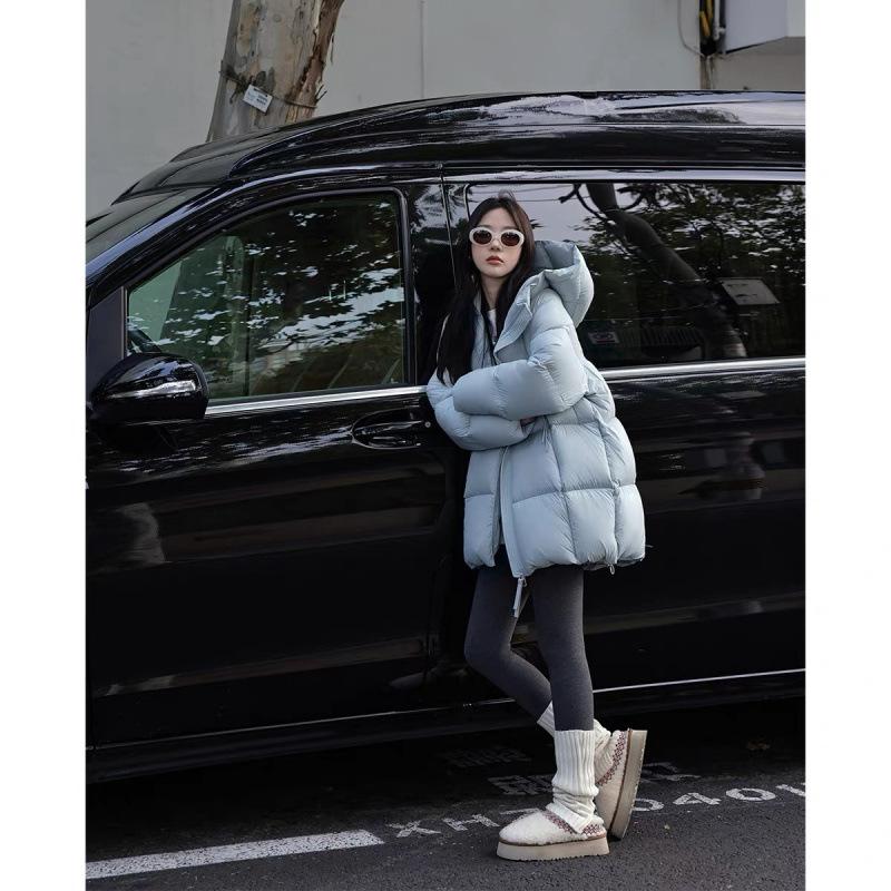 Puff Medium and Long Down Cotton Clothes Women's New Winter College Style Loose Hooded Cotton Clothes Jacket