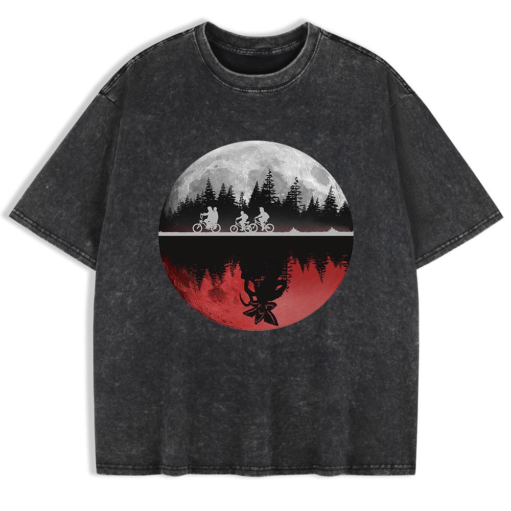

Boys Riding Bicycles Prints Washed T-Shirts Mens Cotton Oversized T Shirt Summer Short Sleeve Tops Street Clothes S
