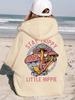 Küstige Urbane Hip Hop Sportoberteile, Kreisrahmen Hippie Pilz Kunst Druck Lockerer Beiger Pullover Hoodie