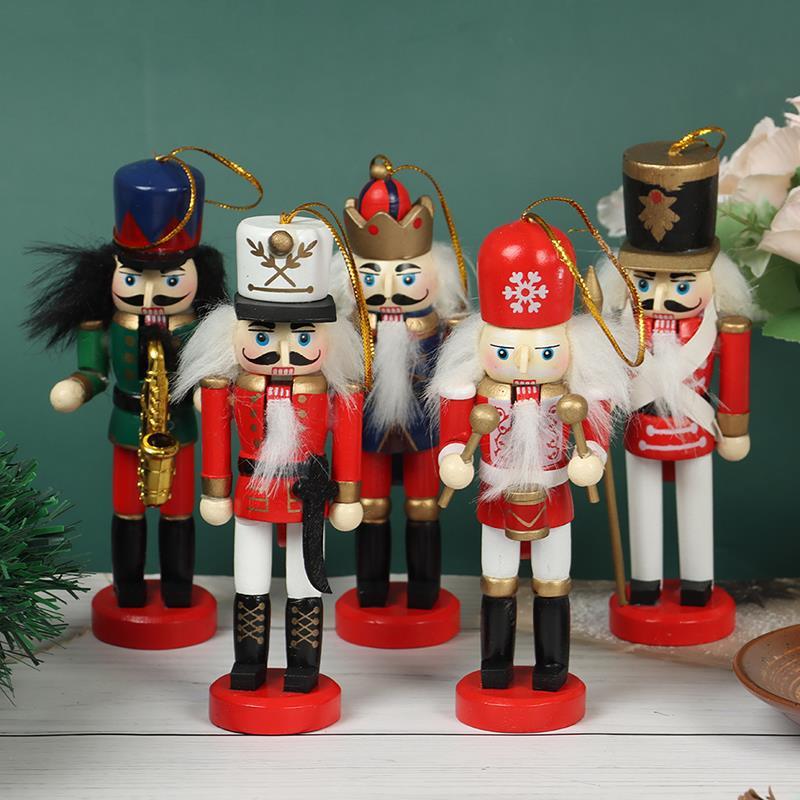 10.5/12/12.3/12.5cm Wooden Nutcracker Solider Figure Puppet Doll Handcraft For Children Gifts Christmas Home Office Decor