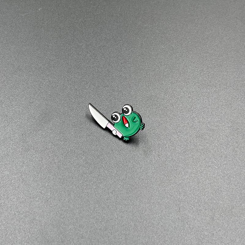Creative Green Frog Cartoon Brooch - Funny Metal Badge