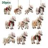 Elegante weiße Pferd Holzornamente Weihnachtsbaumdekor mit Aufhängeseilen Bauernhaus Weihnachtsdekorationen